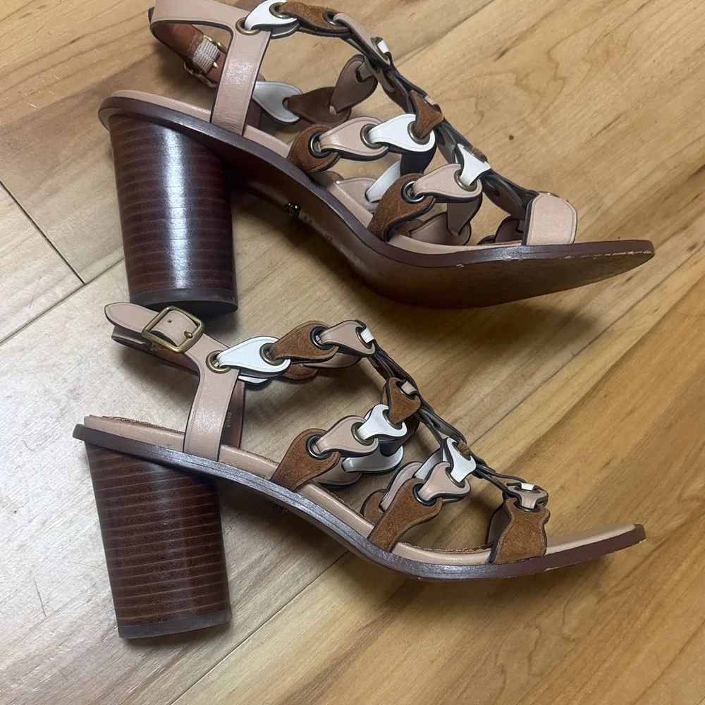 Coach 1941 Coachlink Sandals in the Saddle/Beechwood/Chalk colorway size 8.5 - Picture 2 of 11
